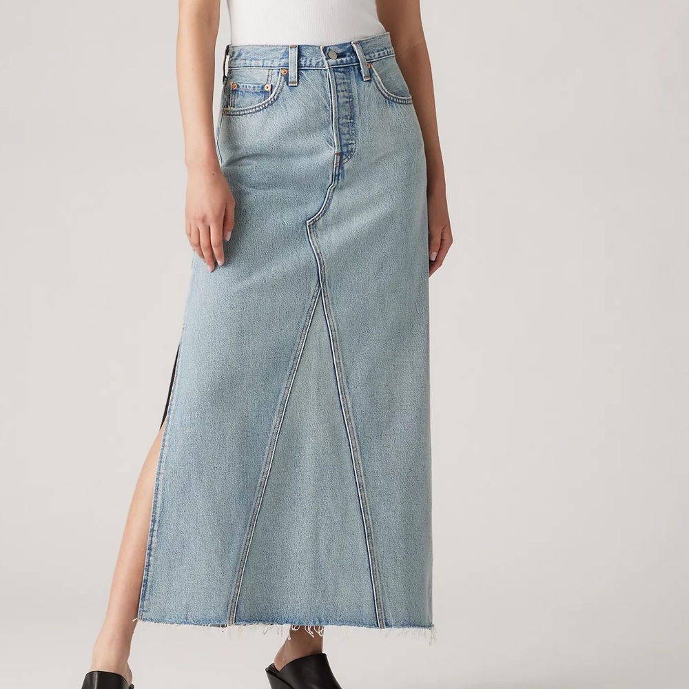 Levi's Light Blue Denim skirt with Copper Accents